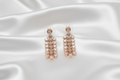 Layered Cluster Zircon Necklace Set with Matching Earrings