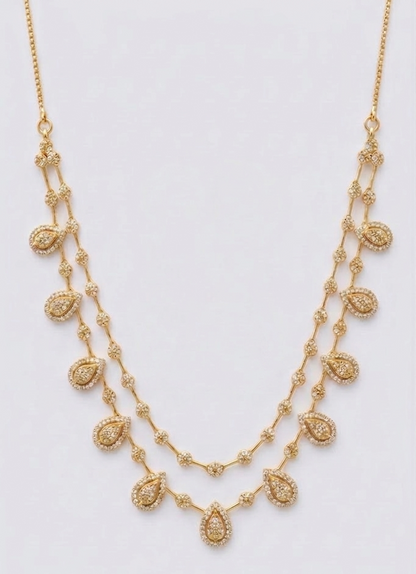 Double-Layer Zircon Stone Necklace and Earrings Set