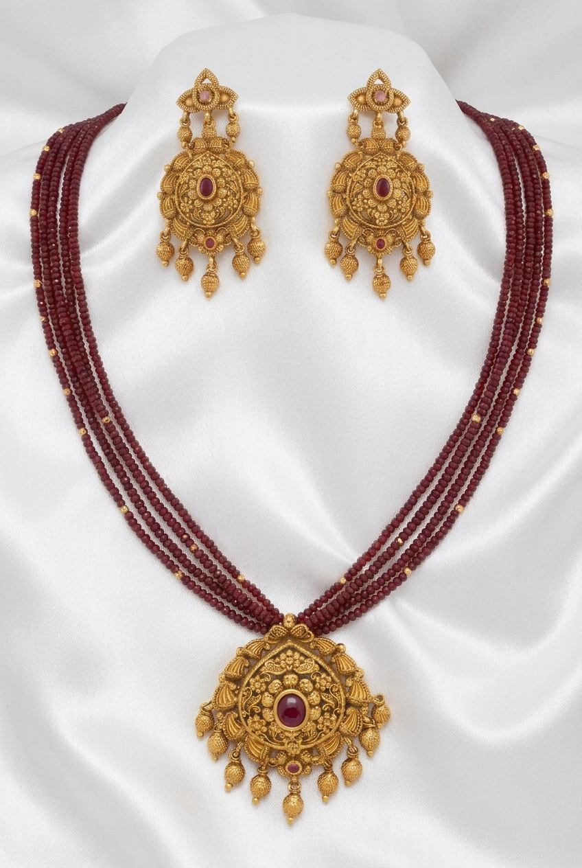Beaded Pendant Necklace Set