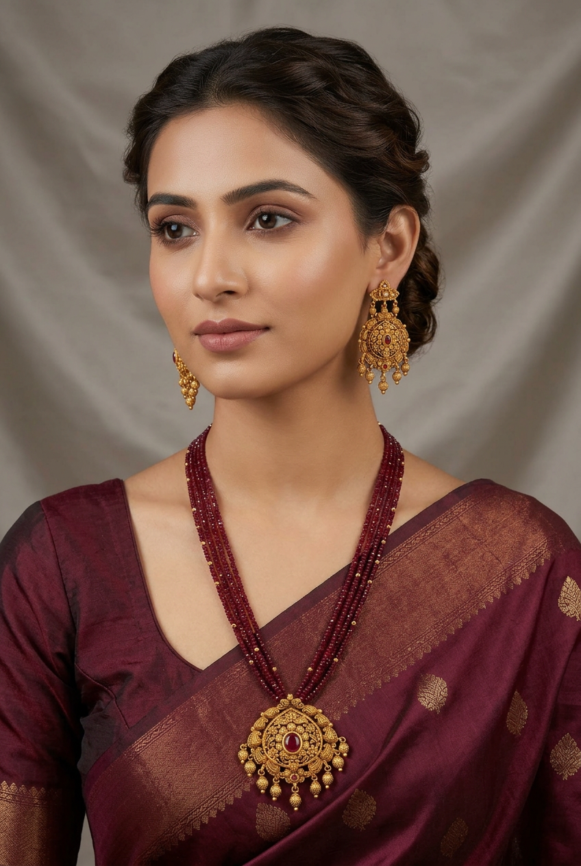 Beaded Pendant Necklace Set