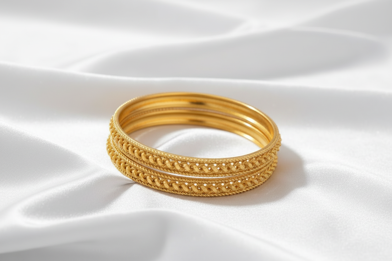 Elegant Gold-Tone Patterned Bangle Set