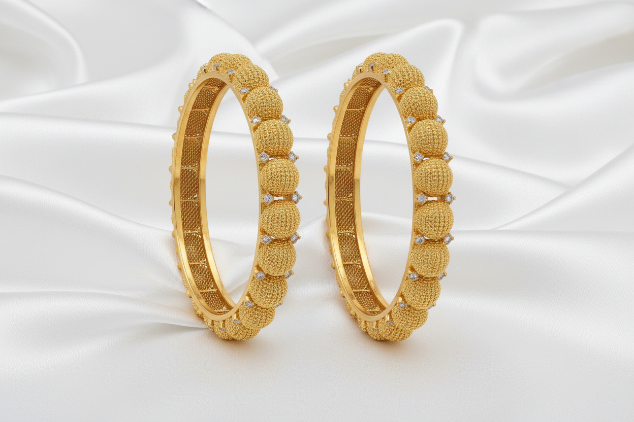 💎Traditional Gold Beaded Designer Bangles with Multicolor 🌈✨💎Stone Detailing