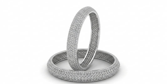 Silver-Plated Full Paved Zircon Stone Bangles Set