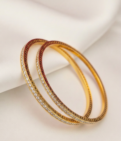 Gold-Plated Zircon Channel-Set Bangles