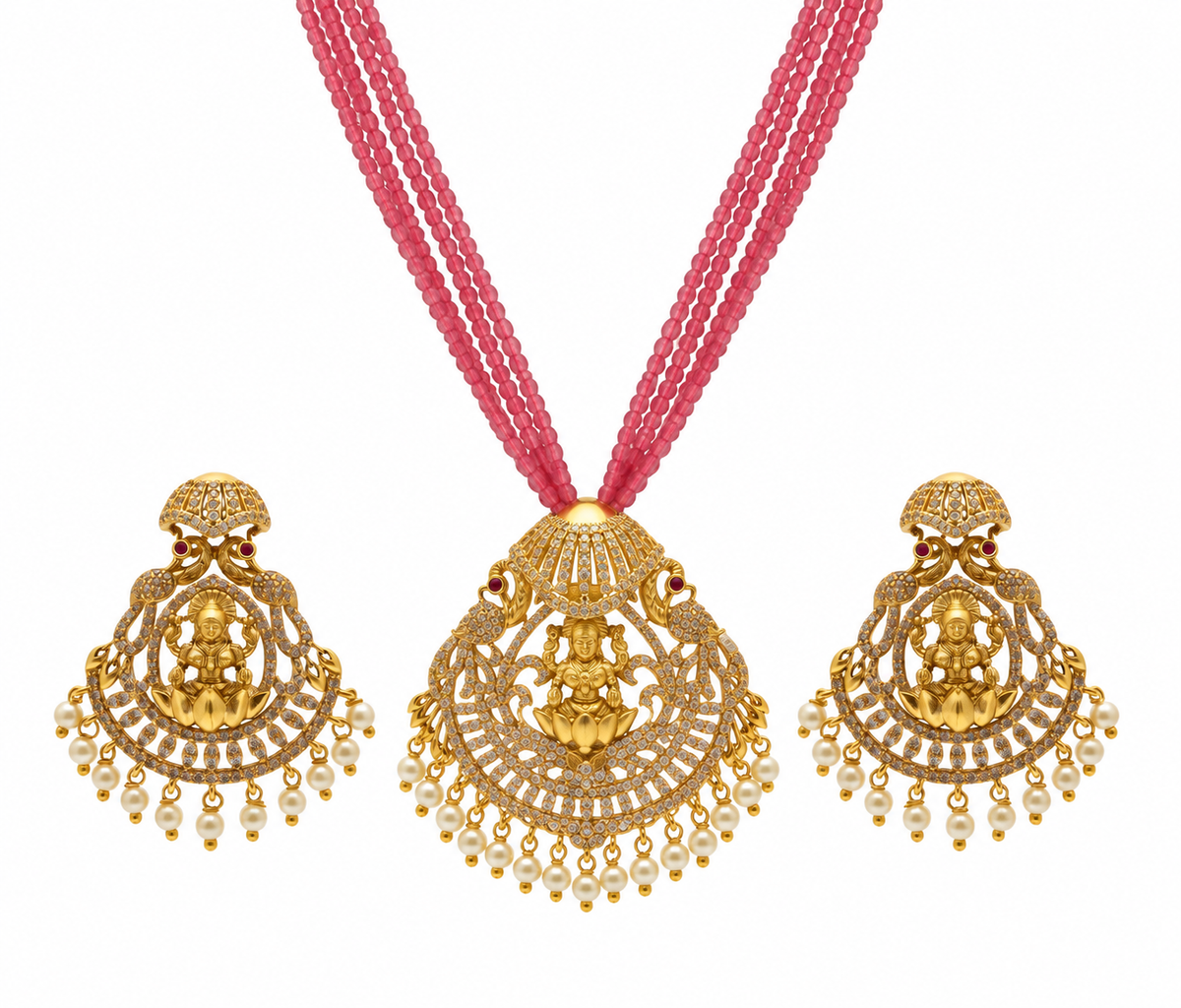 Beaded Pendant Necklace Set