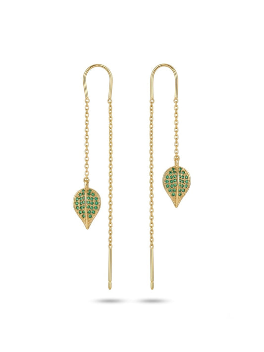 Zircon Earring(Green Leaf Threader)