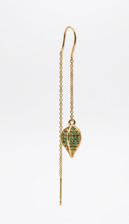 Zircon Earring(Green Leaf Threader)