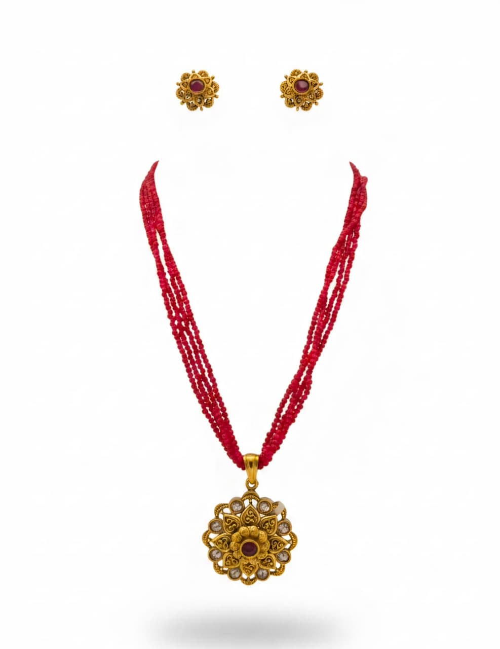 Beaded Pendant Necklace Set