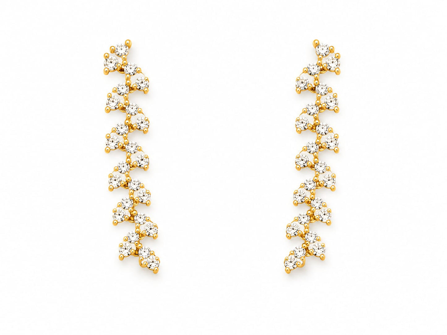 Gold Plated Zircon Leaf Vine Necklace Set with Matching Drop Earrings | Elegant Party Wear Jewelry