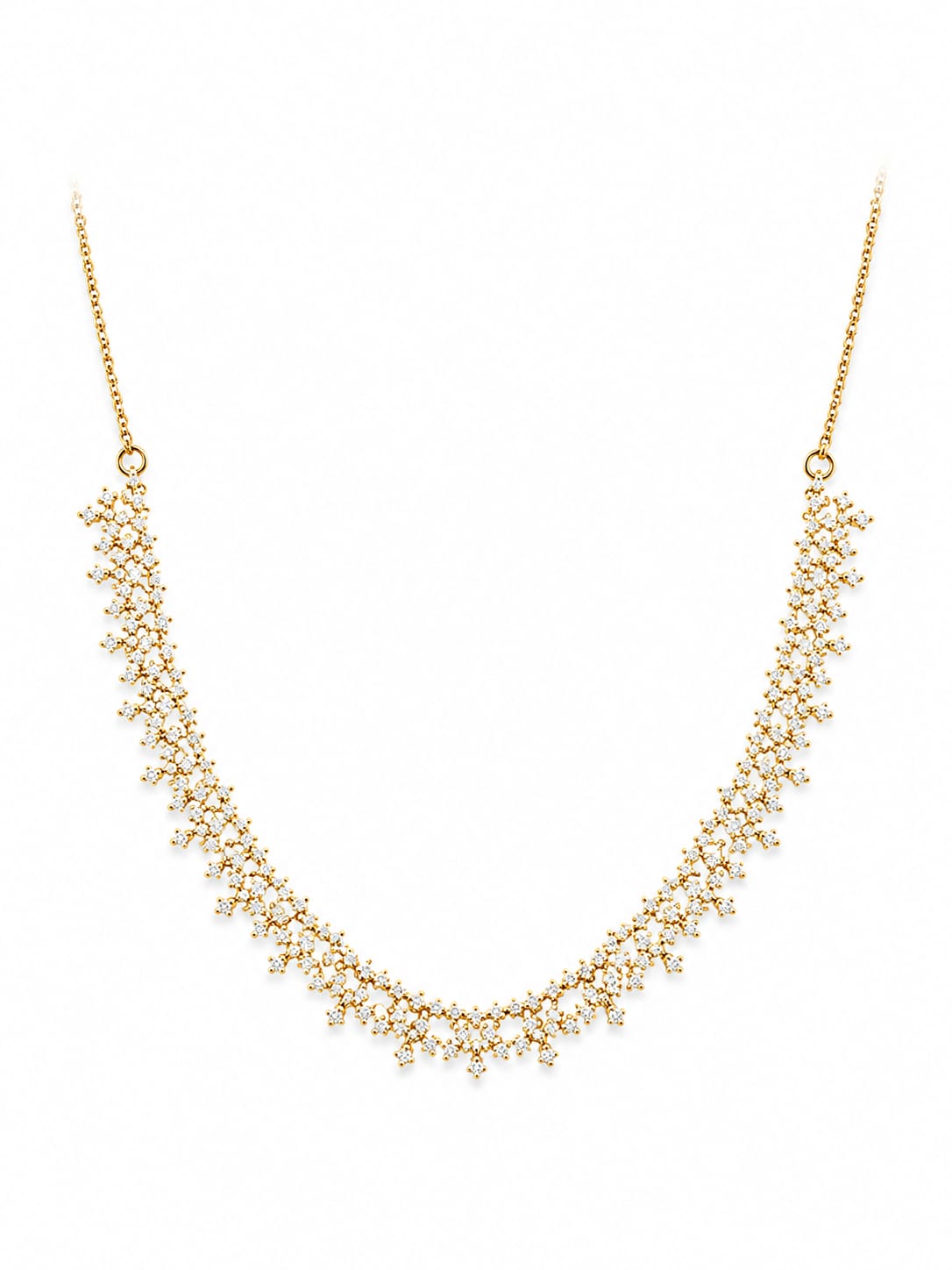 Gold Plated Zircon Floral Necklace Set with Matching Drop Earrings | Elegant Party & Bridal Jewelry
