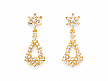 Gold Plated Zircon Floral Necklace Set with Matching Drop Earrings | Elegant Party & Bridal Jewelry
