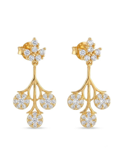 Gold Plated Zircon Drop Necklace Set with Matching Dangle Earrings | Elegant Bridal & Party Wear Jewelry