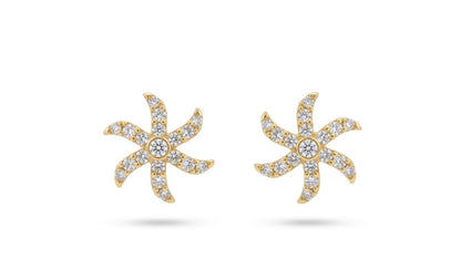 22K Gold Plated Zircon Swirl Necklace Set with Matching Stud Earrings
