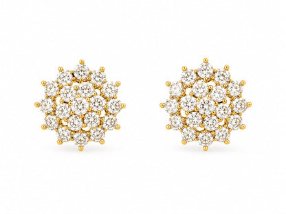 Gold Plated Zircon Floral Pendant Necklace Set with Matching Stud Earrings