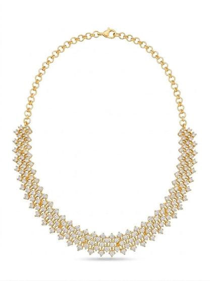 Gold-Plated CZ Floral Statement Necklace & Dangle Earrings Set | Bridal Party Jewelry