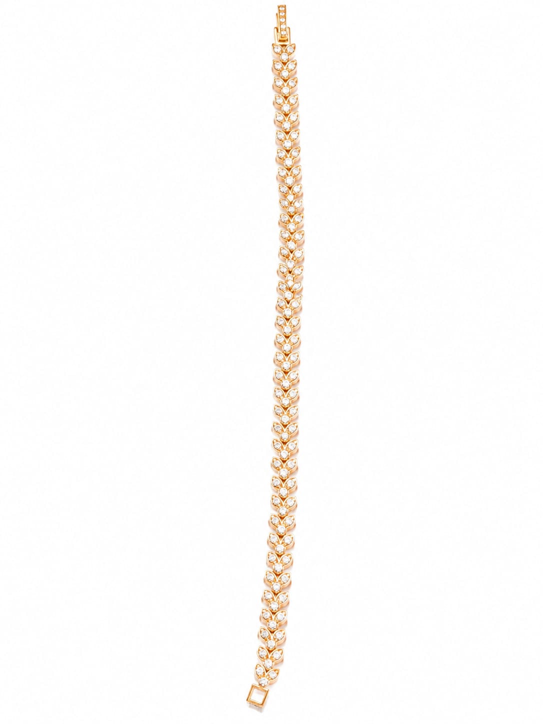 Luxury Leaf Design Tennis Bracelet – Gold Plated Crystal CZ Bracelet for Women
