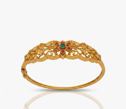 Elegant Antique Gold-Plated Floral Bracelet