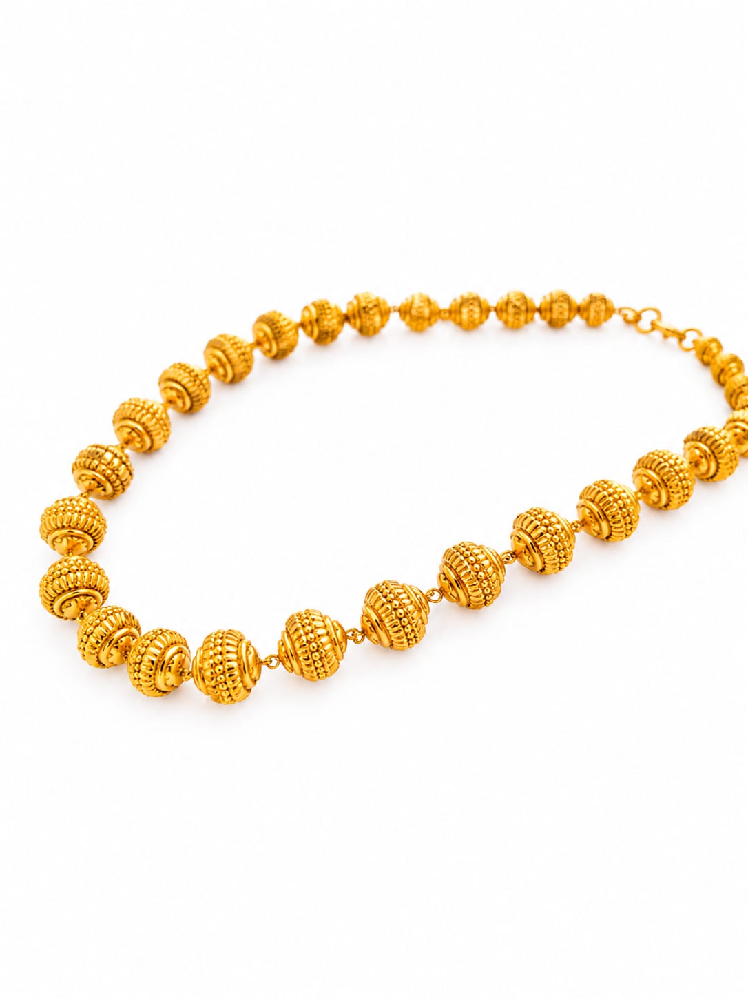 Elegant Gold-Tone Textured Beaded Necklace