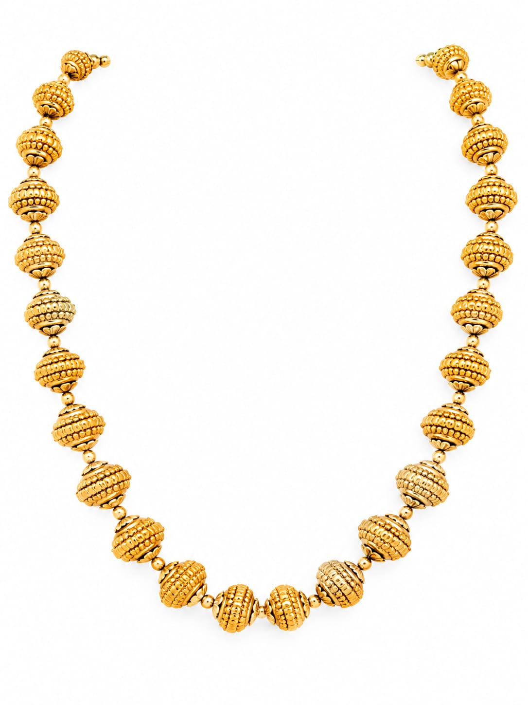 Elegant Gold-Tone Textured Beaded Necklace