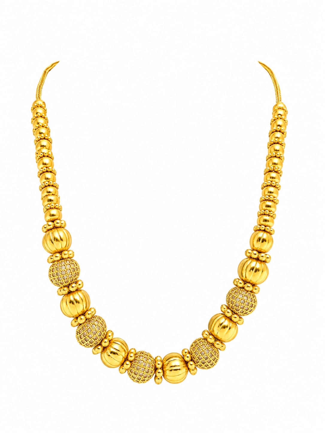 Elegant Gold-Tone CZ Beaded Necklace