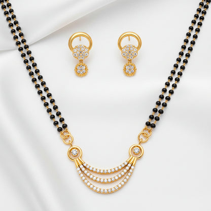 Antique Lakshmi Devi Pendant Necklace with Double Beaded Gold-Tone Chain