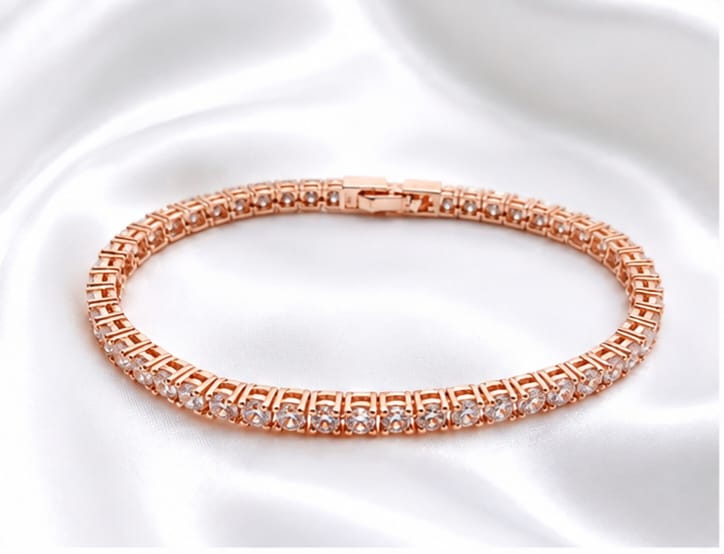 Rose Gold ❤️ Tennis Bracelet with Sparkling CZ Stones – Elegant Everyday Jewelry🎀