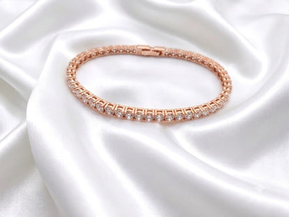 Rose Gold ❤️ Tennis Bracelet with Sparkling CZ Stones – Elegant Everyday Jewelry🎀