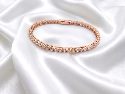 Rose Gold ❤️ Tennis Bracelet with Sparkling CZ Stones – Elegant Everyday Jewelry🎀