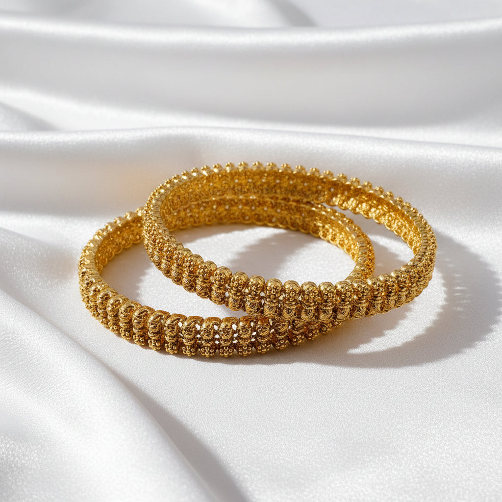 Traditional Gold-Plated Antique Design Bangles Set