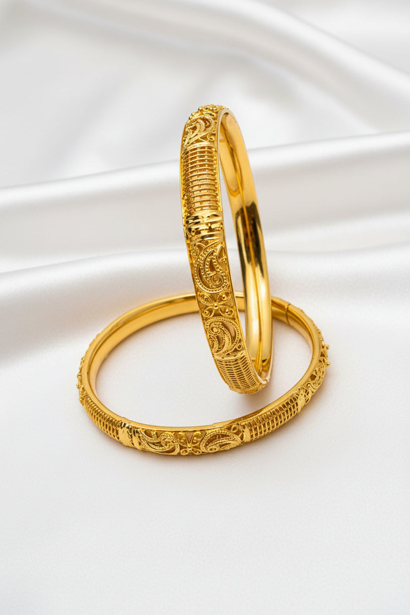 Traditional Gold Finish Paisley Design Bangle Set for Women