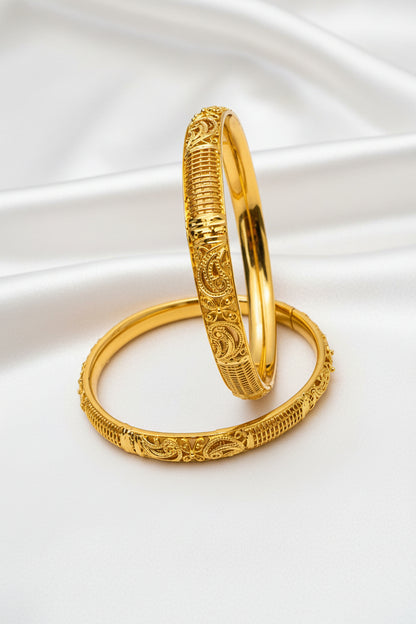 Traditional Gold Finish Paisley Design Bangle Set for Women