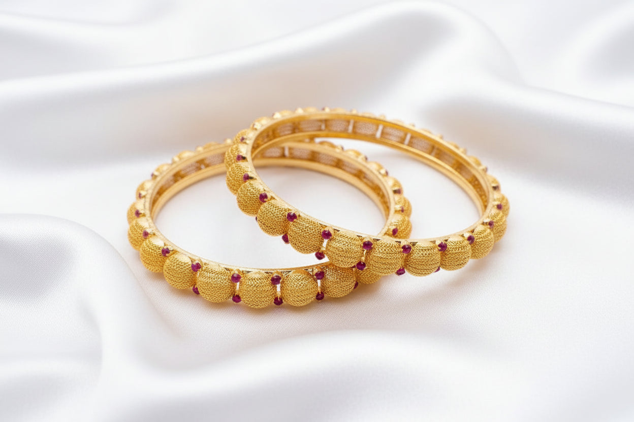 💎Traditional Gold Beaded Designer Bangles with Multicolor 🌈✨💎Stone Detailing