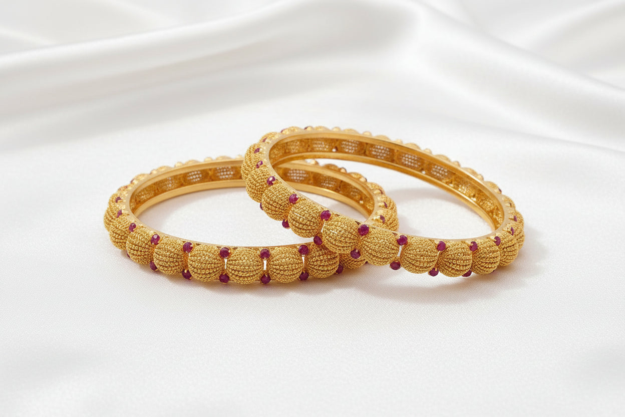 💎Traditional Gold Beaded Designer Bangles with Multicolor 🌈✨💎Stone Detailing
