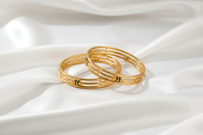 Elegant Gold Finish Multi-Layer Designer Bangles