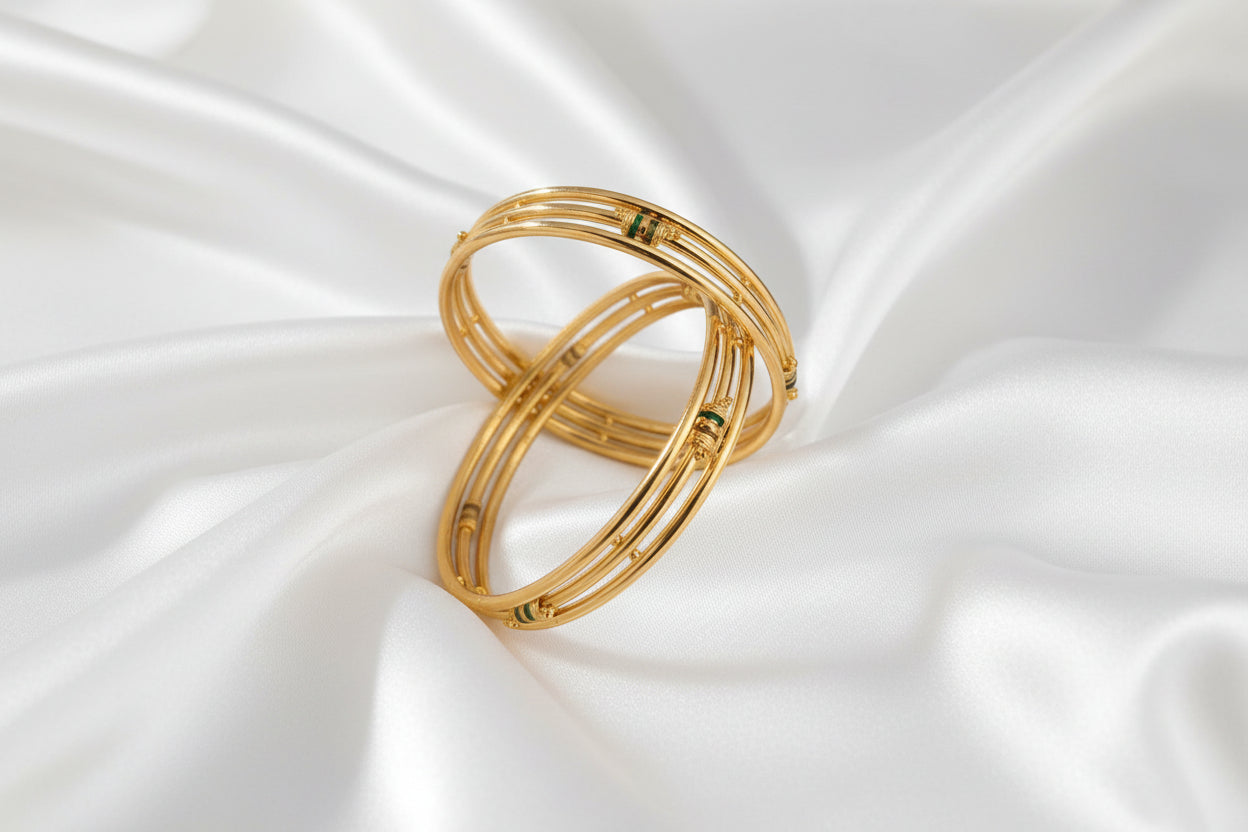 Elegant Gold Finish Multi-Layer Designer Bangles