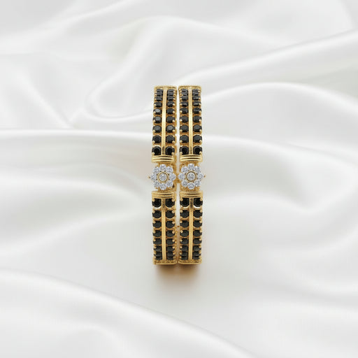 Elegant Gold Finish Black Stone Designer Bangle Set