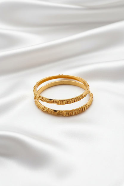 Classic Filigree & Granulation Gold-Plated Bangle Pair