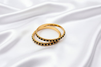 Antique Gold Plated Black Beaded Traditional Bangles