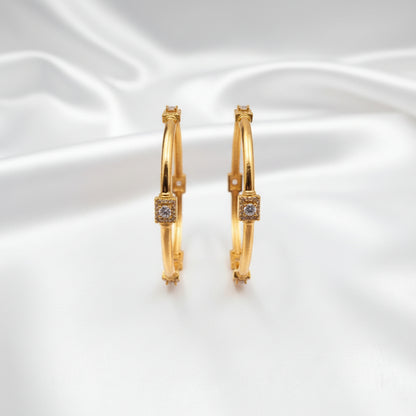 Gold Plated CZ Stone Designer Hoop Bangles
