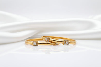 Gold Plated CZ Stone Designer Hoop Bangles