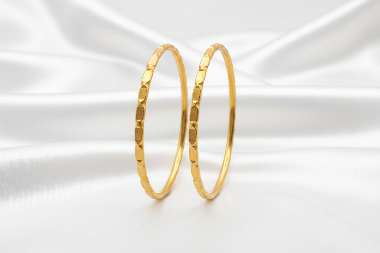 Textured Gold Bangles (Set of 2)