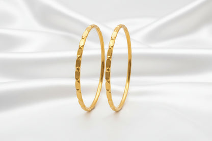 Textured Gold Bangles (Set of 2)