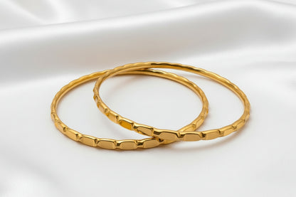 Textured Gold Bangles (Set of 2)
