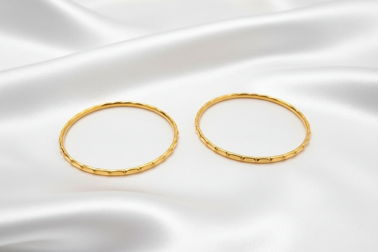 Textured Gold Bangles (Set of 2)