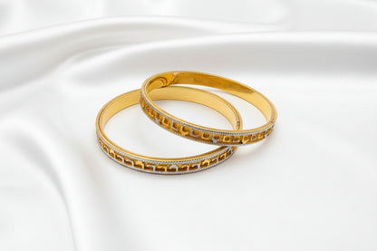 Elegant Greek Key Gold-Tone Bangle  Set – Classic Geometric Jewelry