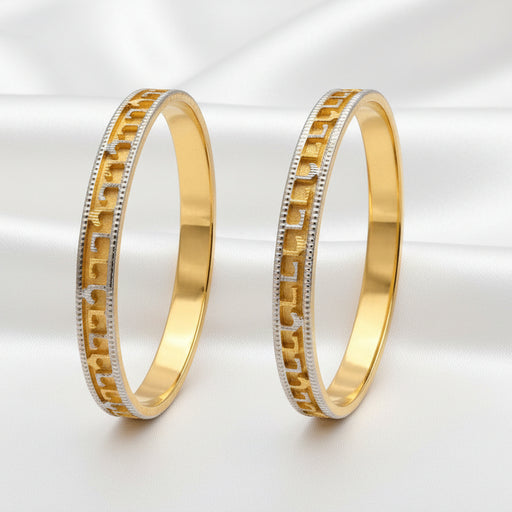 Elegant Greek Key Gold-Tone Bangle  Set – Classic Geometric Jewelry