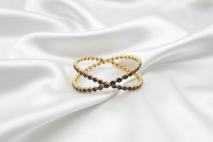 Spiral Blue Gemstone Gold Bangles