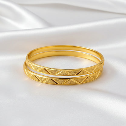 Elegant Gold-Tone Geometric Bangle Bracelet