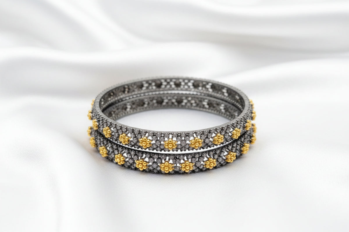 Vioctorian  Black and Gold Tone Bangle Set