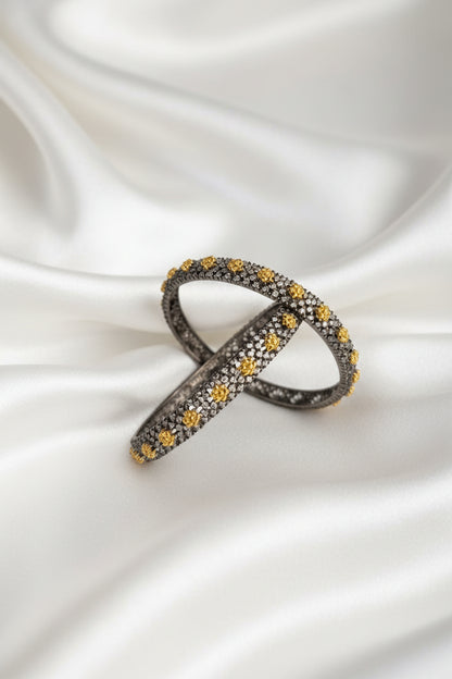Vioctorian  Black and Gold Tone Bangle Set